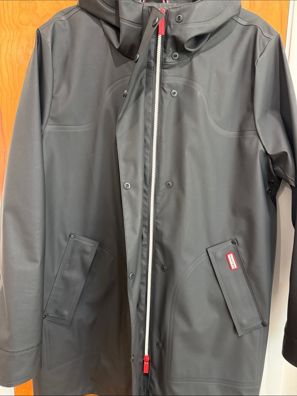 Hunter Black Hooded Trench Coat - Picture 7 of 11